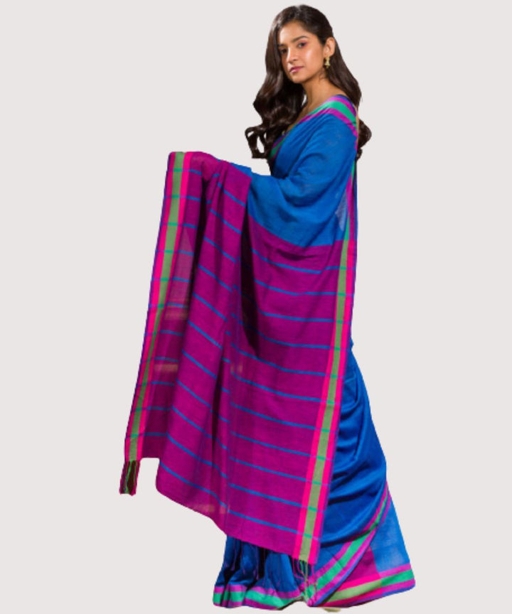 Dark blue handwoven bengal cotton saree