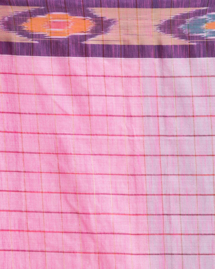 Light green checks handwoven shantipuri cotton saree