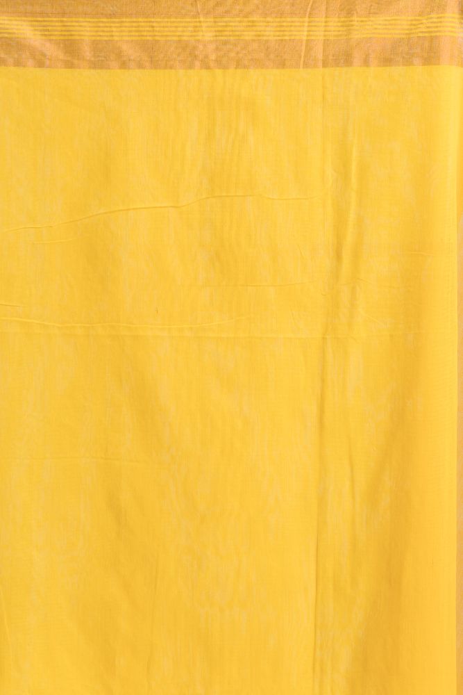 Yellow handwoven cotton bengal saree