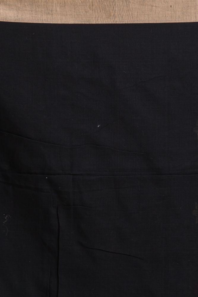 Black handwoven cotton jamdani saree