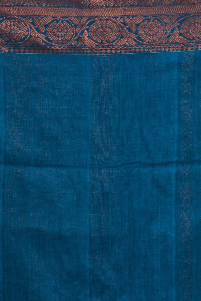 Blue handwoven cotton bengal saree