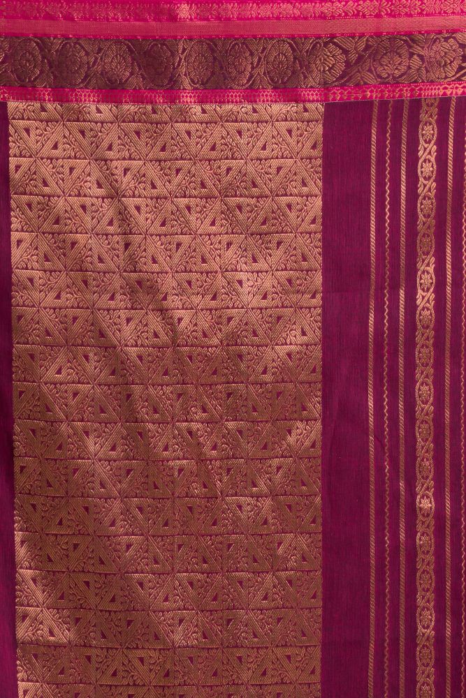 Pink handwoven cotton bengal saree