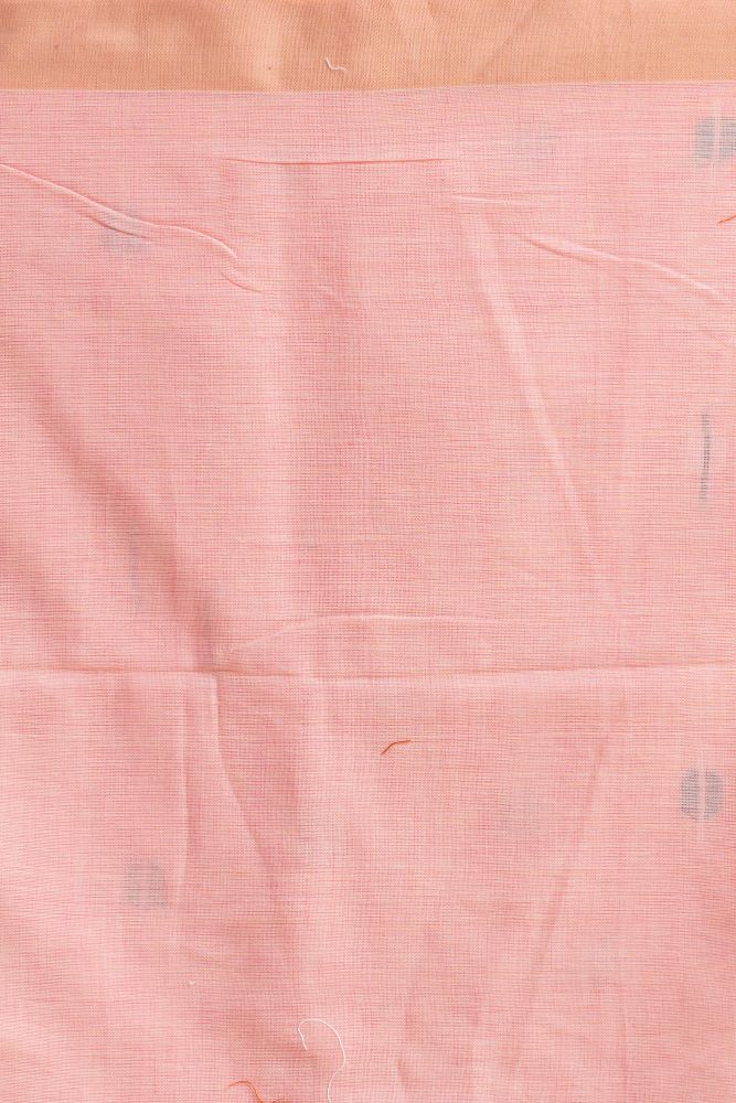 Pale orange handwoven cotton jamdani saree