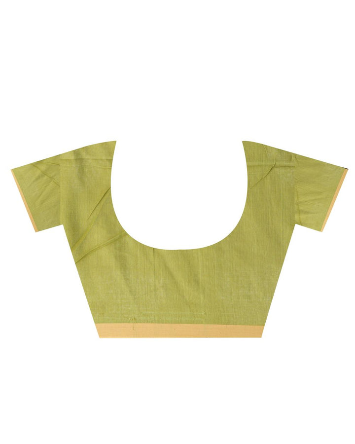 Lime green handwoven cotton jamdani saree