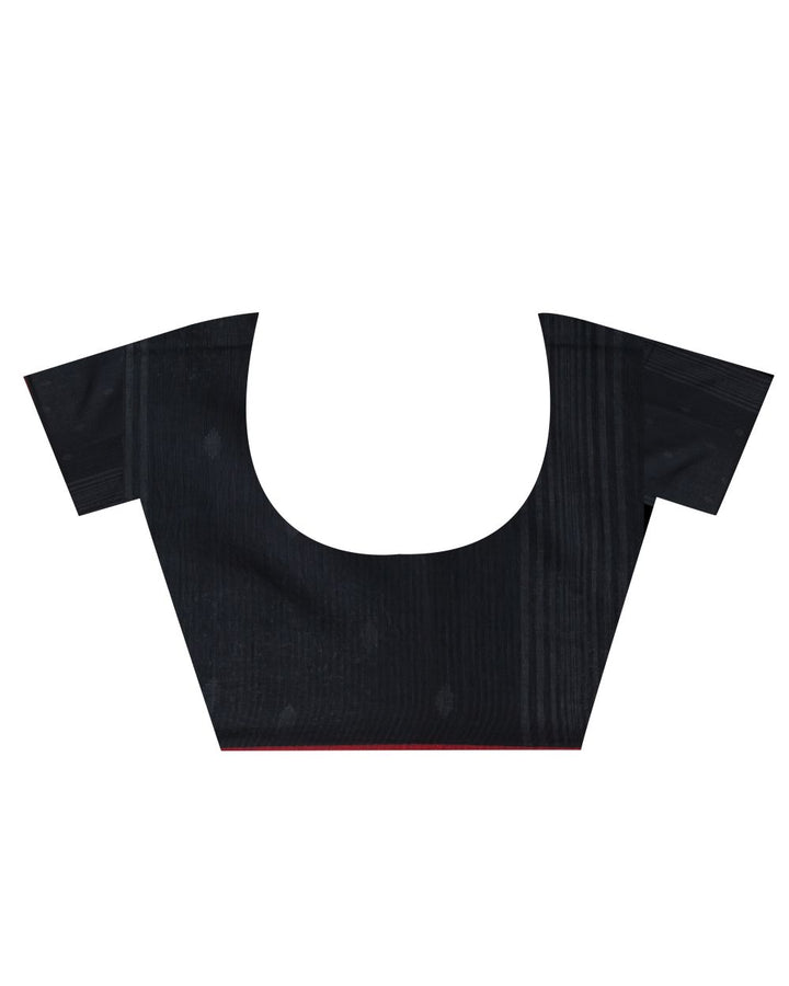 Black grey handwoven mul cotton jamdani saree