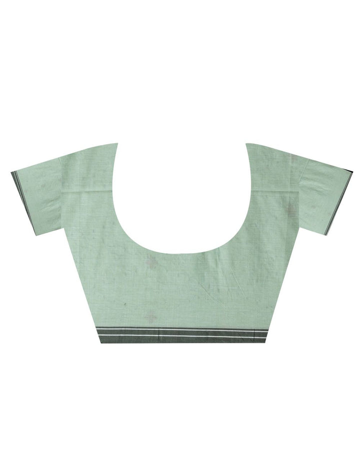 Light green celadon green handwoven cotton jamdani saree