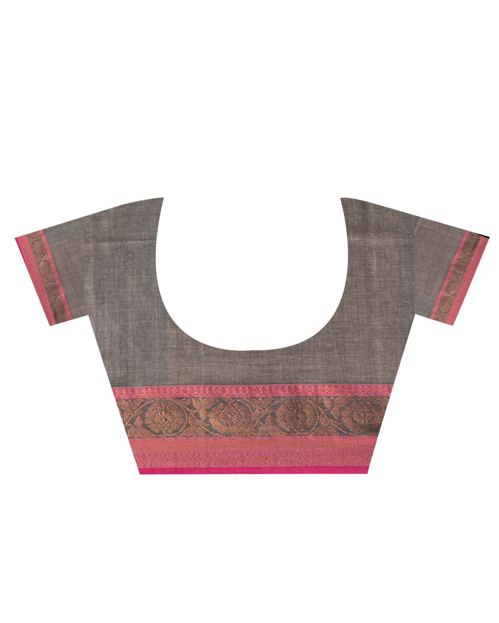 Grey pink handwoven cotton bengal saree