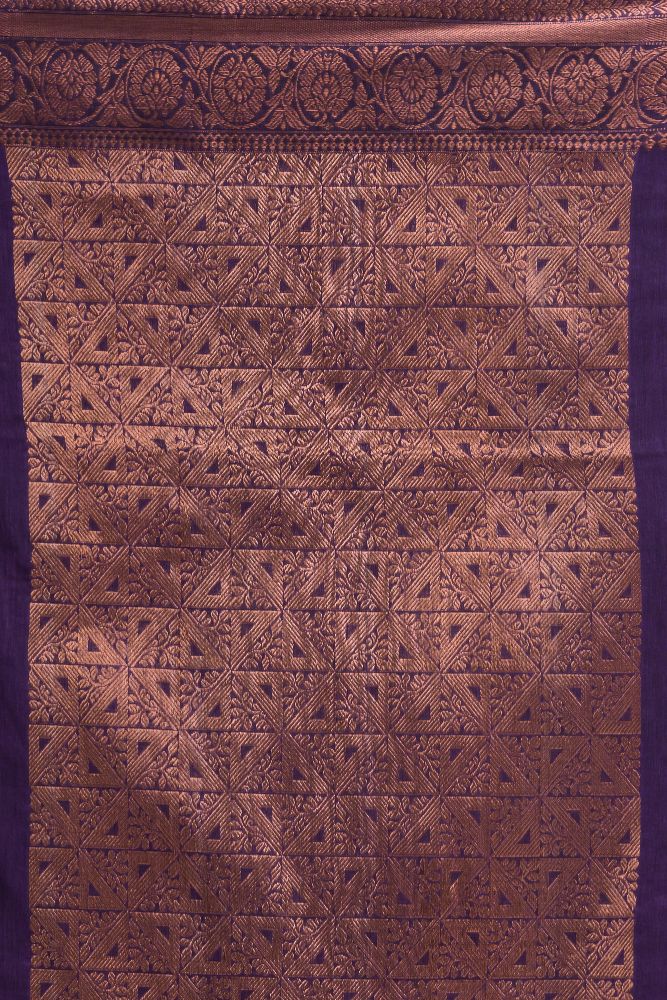 Violet red handwoven cotton bengal saree