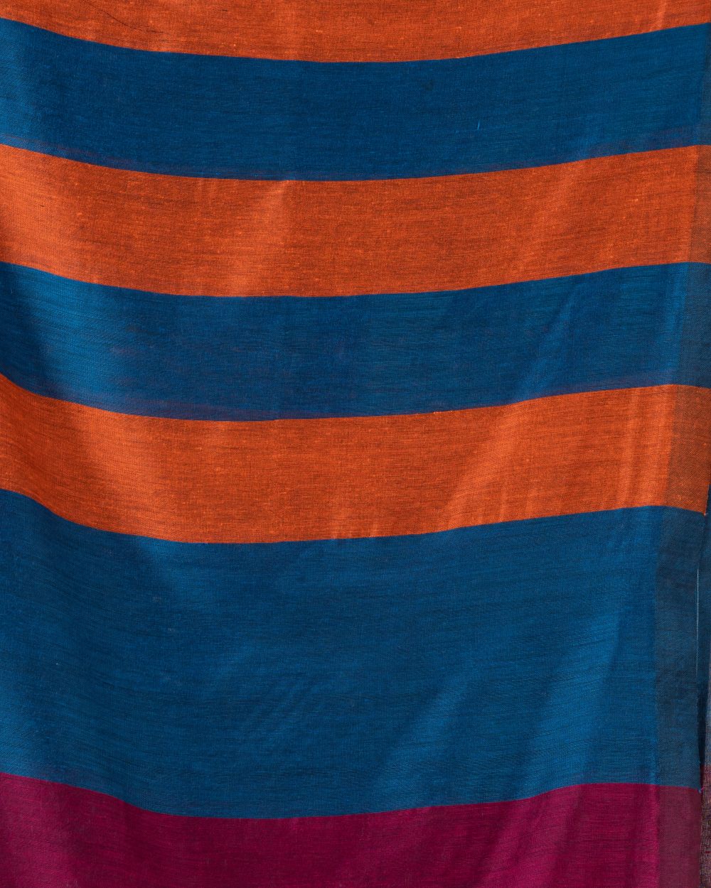 Navy blue stripes handspun handwoven cotton bengal saree