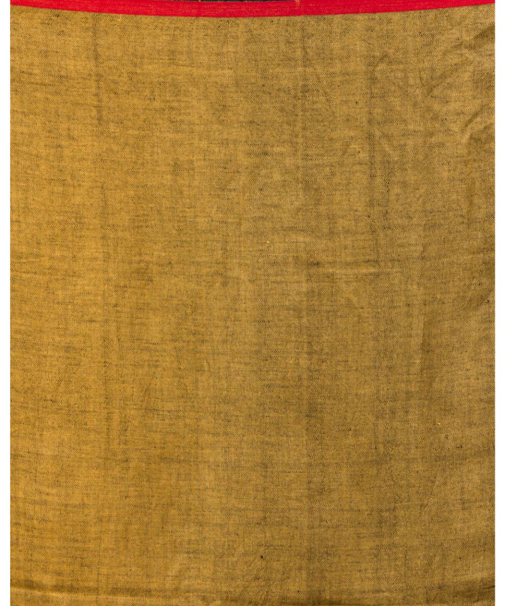 Black red handwoven bengal linen jamdani saree