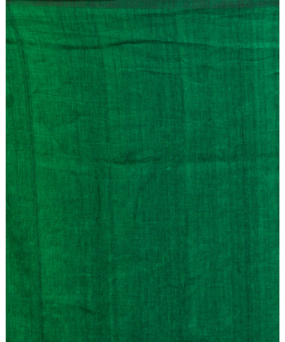 Parrot green handwoven bengal cotton linen saree