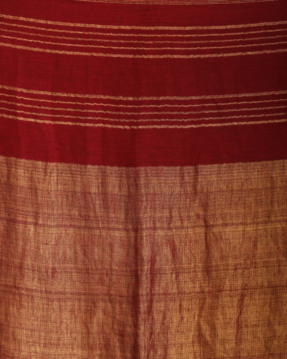 Maroon handwoven linen saree