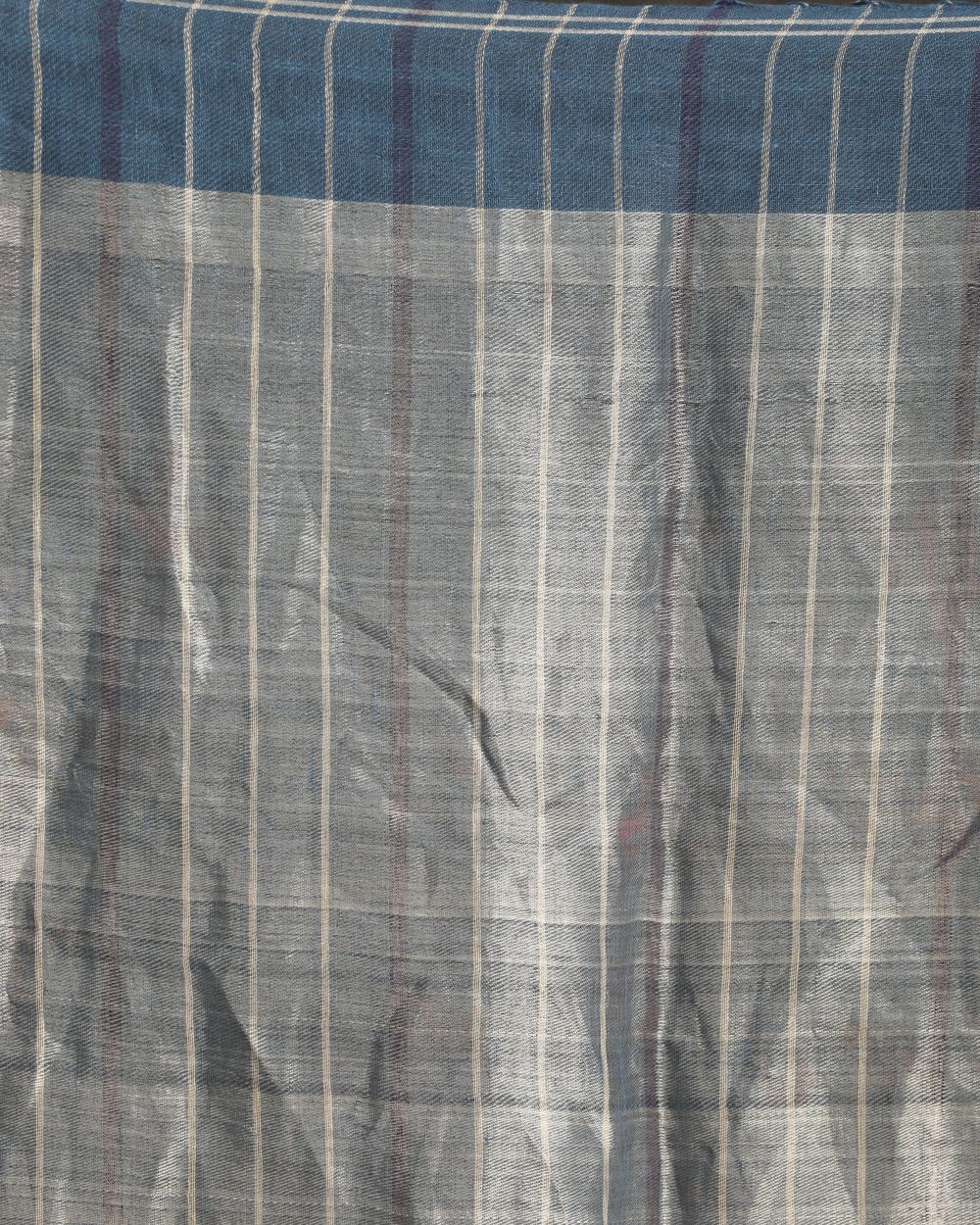 Steel blue handwoven linen saree