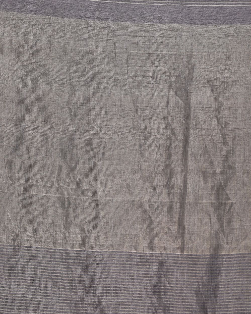 Grey silver blue handwoven linen saree