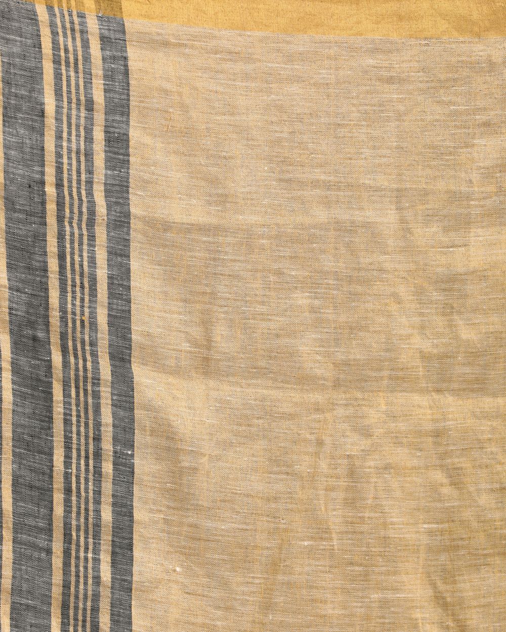 Beige grey handwoven linen saree