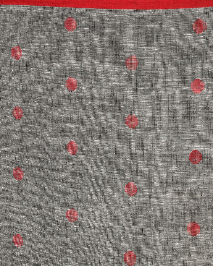 Grey handloom linen jamdani saree