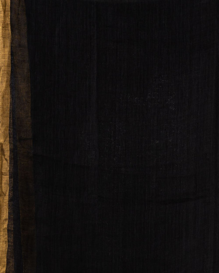 Black handwoven linen jamdani saree
