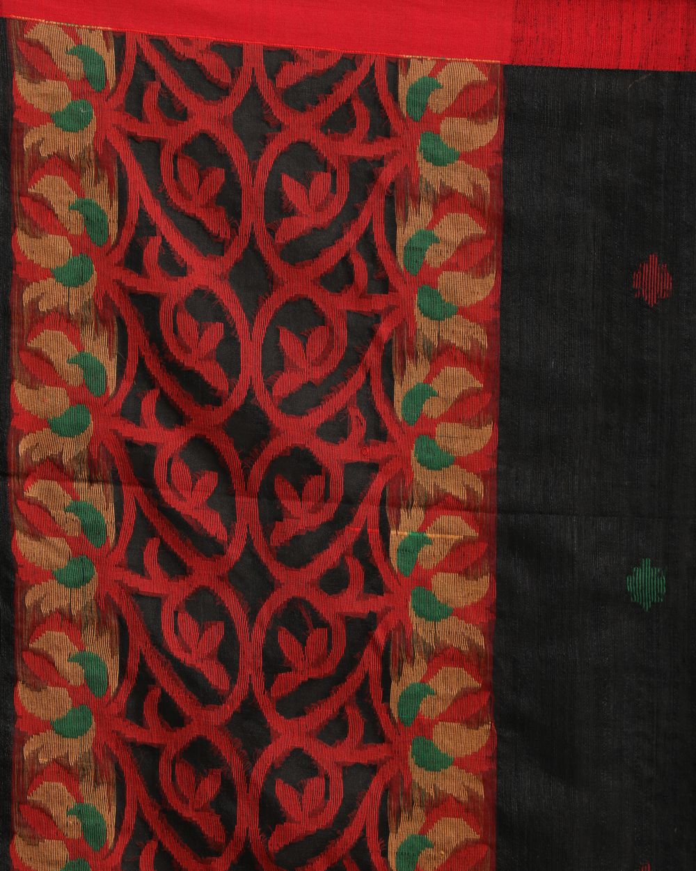 Black handwoven resham and matka silk saree