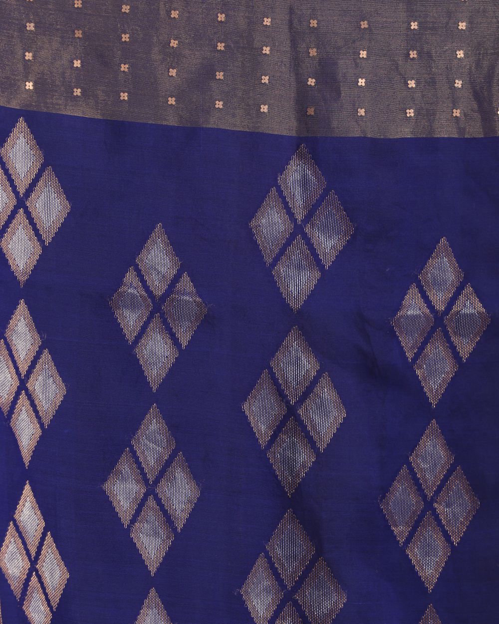 Royal blue handwoven resham and matka silk jamdani saree