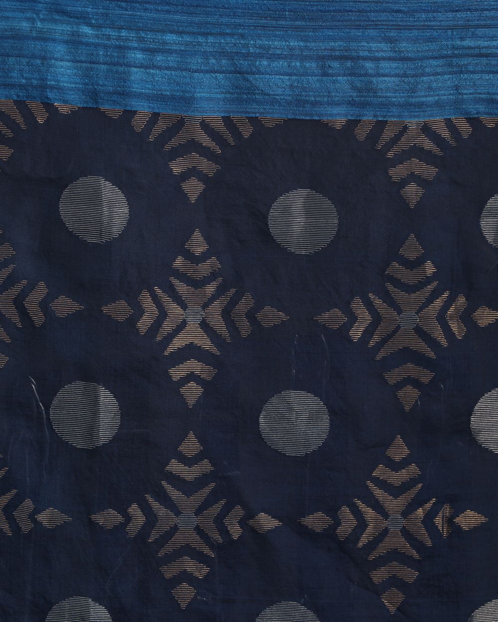 Dark blue handwoven resham and matka silk jamdani saree