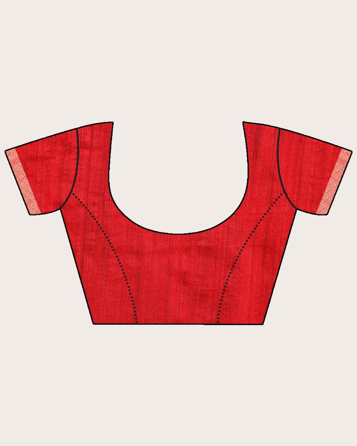 Red handwoven resham and matka silk saree