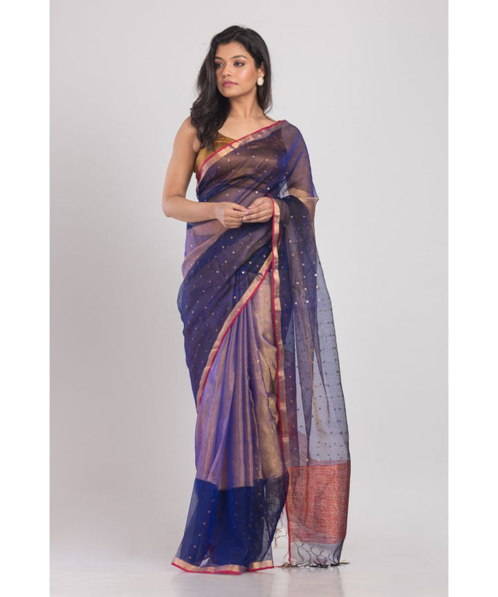 Blue handwoven bengal silk saree