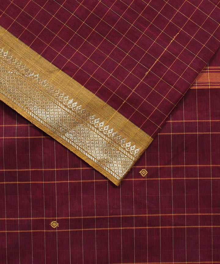 Maroon cotton handloom venkatagiri saree
