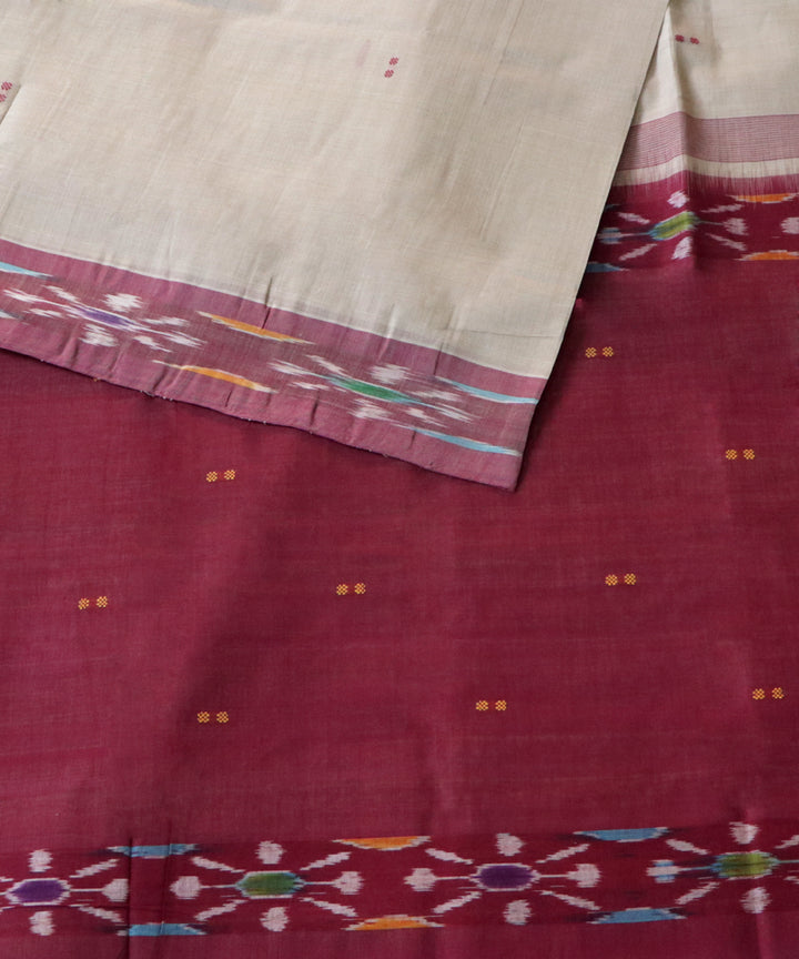 Tan brown and maroon handwoven cotton rajahmundry saree