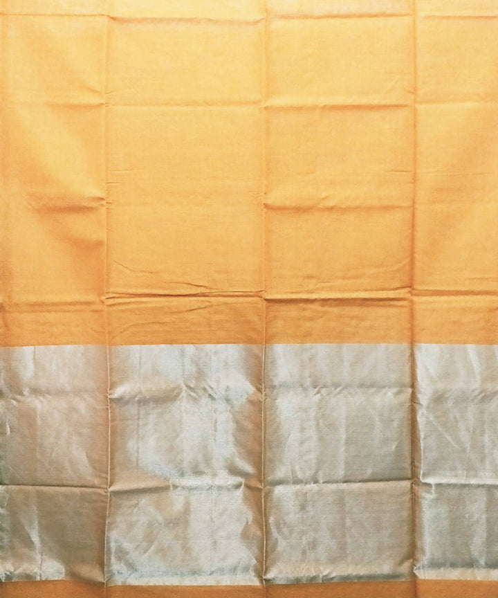 Amber yellow handwoven cotton silk maheshwari saree