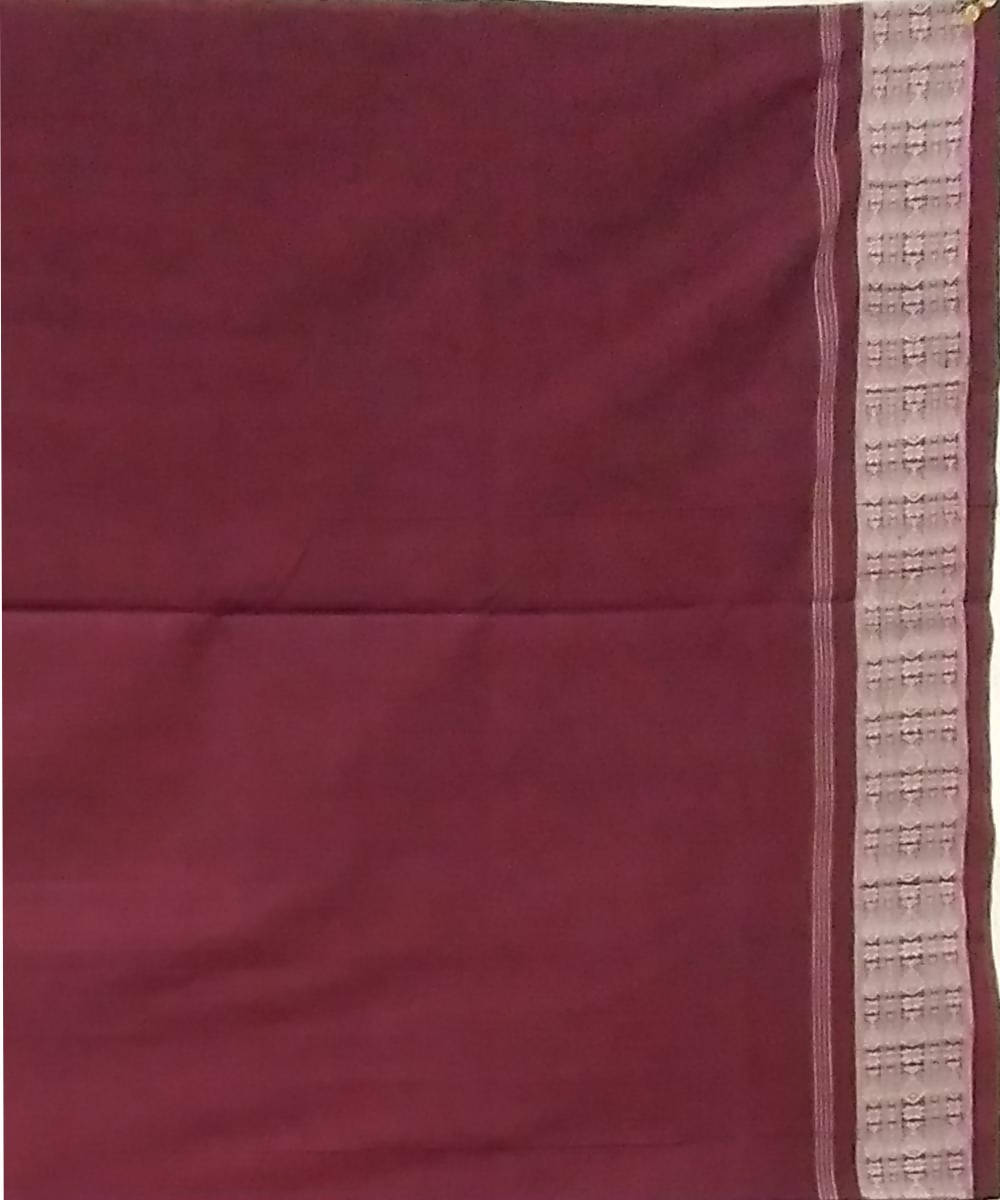 Multicolour maroon handwoven cotton sambalpuri saree