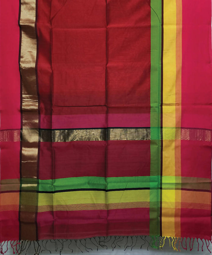Red handloom silk cotton maheshwari saree