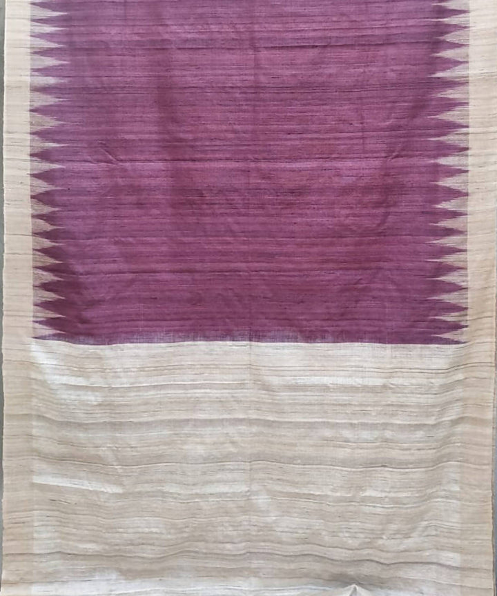 Purple beige handwoven gopalpur tussar silk saree