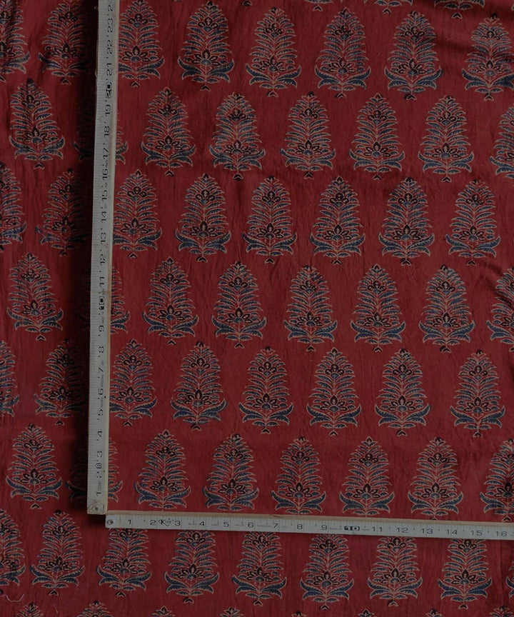 2.5m Red blue natural dye handspun handwoven cotton ajrakh print kurta fabric