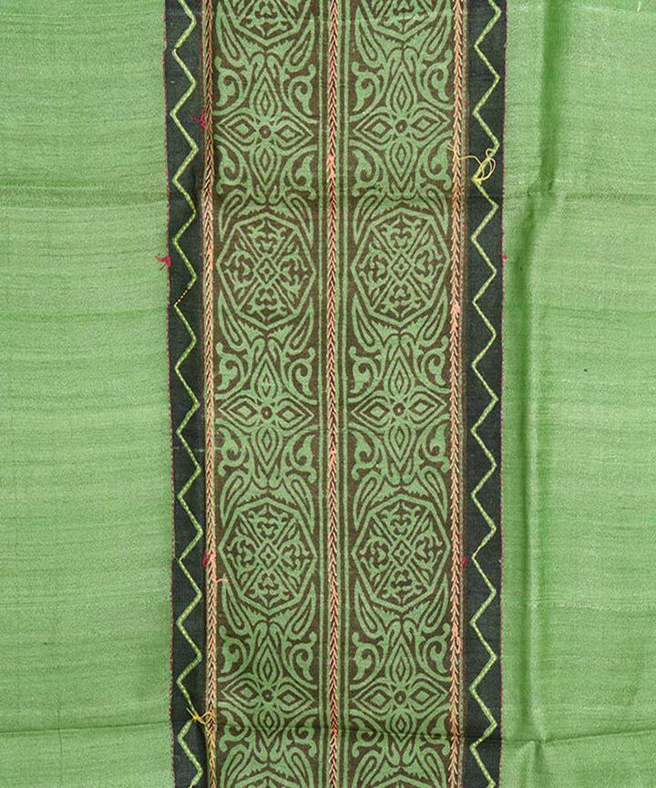 2.5m Green handblock print tussar silk kurta material