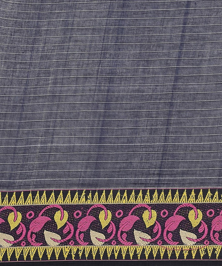 Biswa bangla dark indigo cotton handwoven jamdani saree