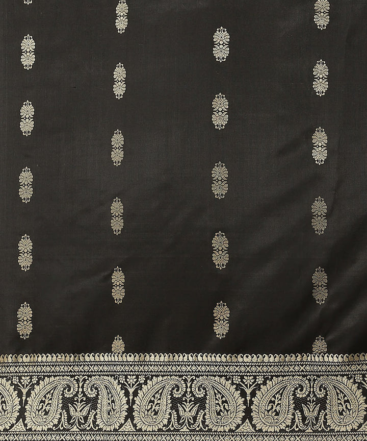 Biswa bangla handwoven black baluchari silk saree