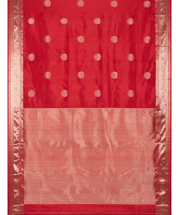 Biswa bangla red golden silk handloom baluchari saree