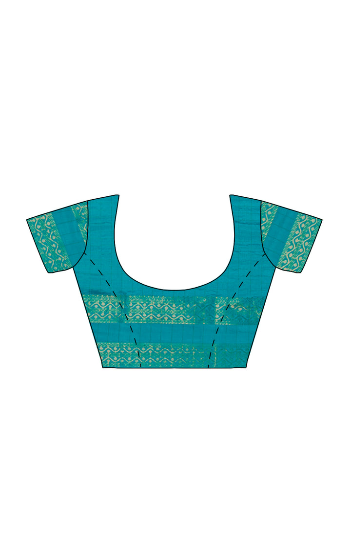 Teal green silk handloom bengal saree