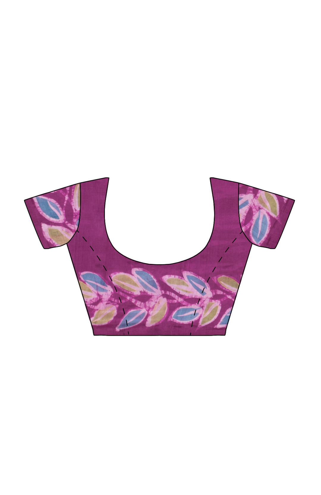 Purple silk batik print bengal saree