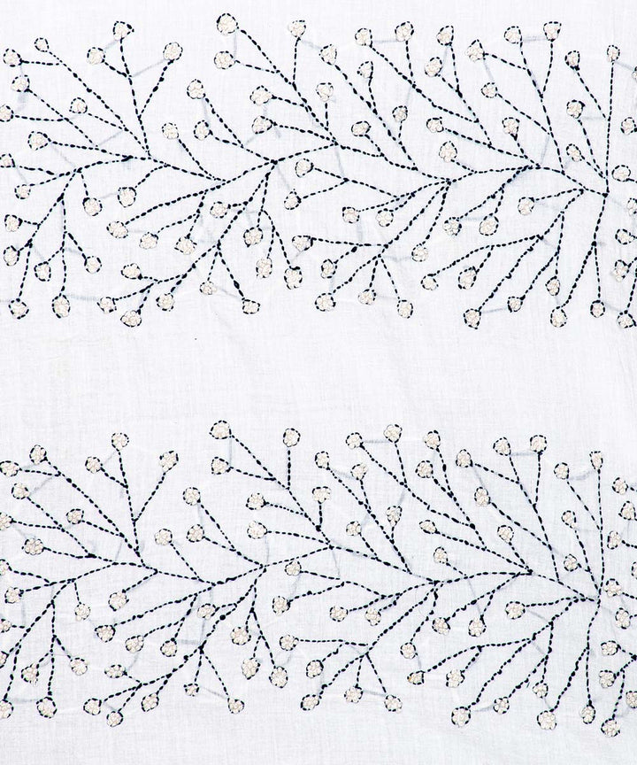 Biswa bangla white hand embroidery cotton kantha stitch dupatta