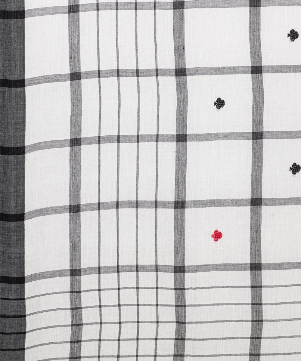 Biswa bangla white black handwoven cotton scarf