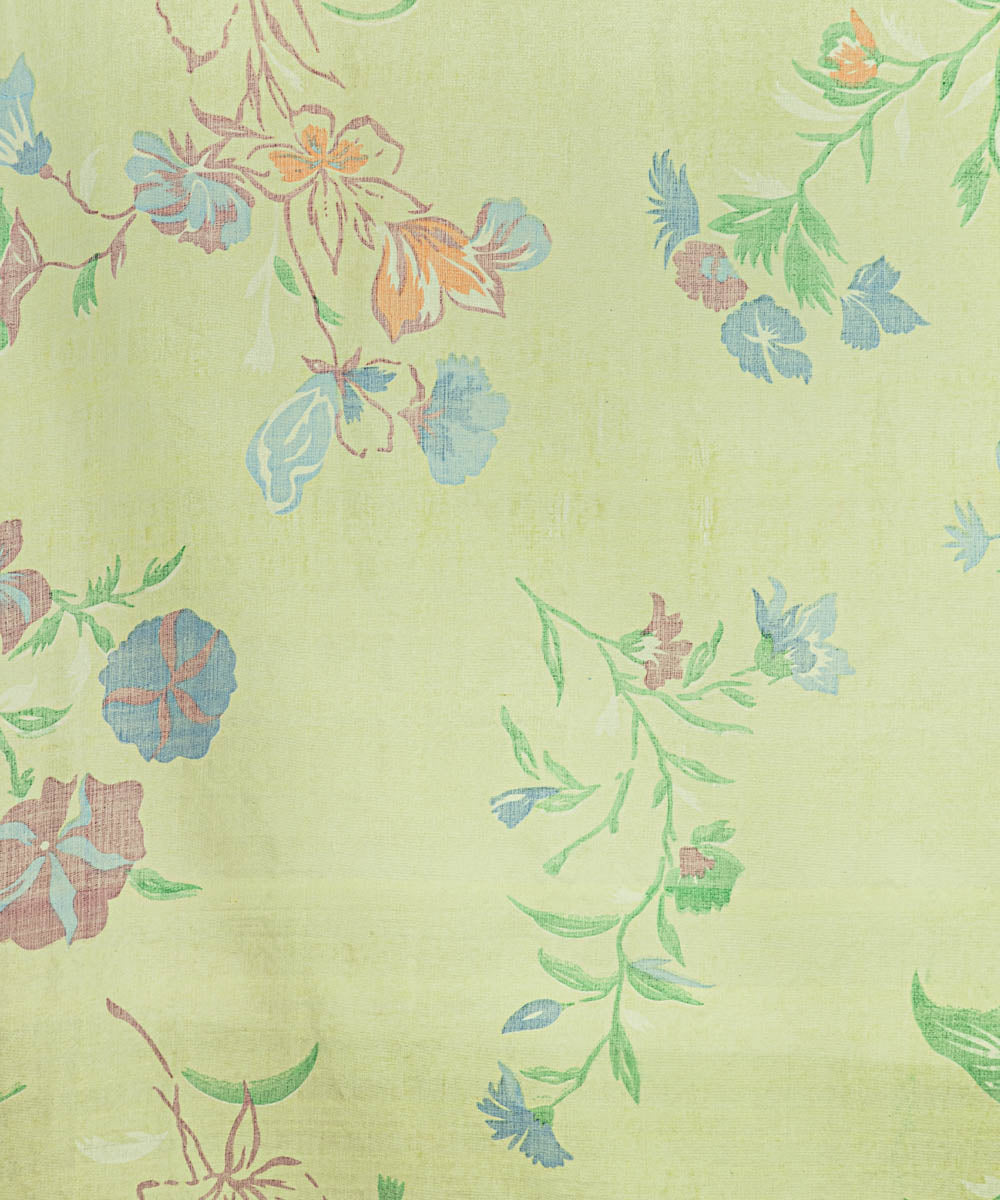 Biswa bangla lime green hand printed silk dupatta