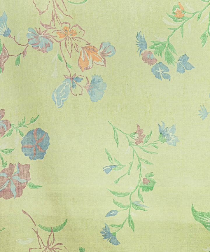 Biswa bangla lime green hand printed silk dupatta