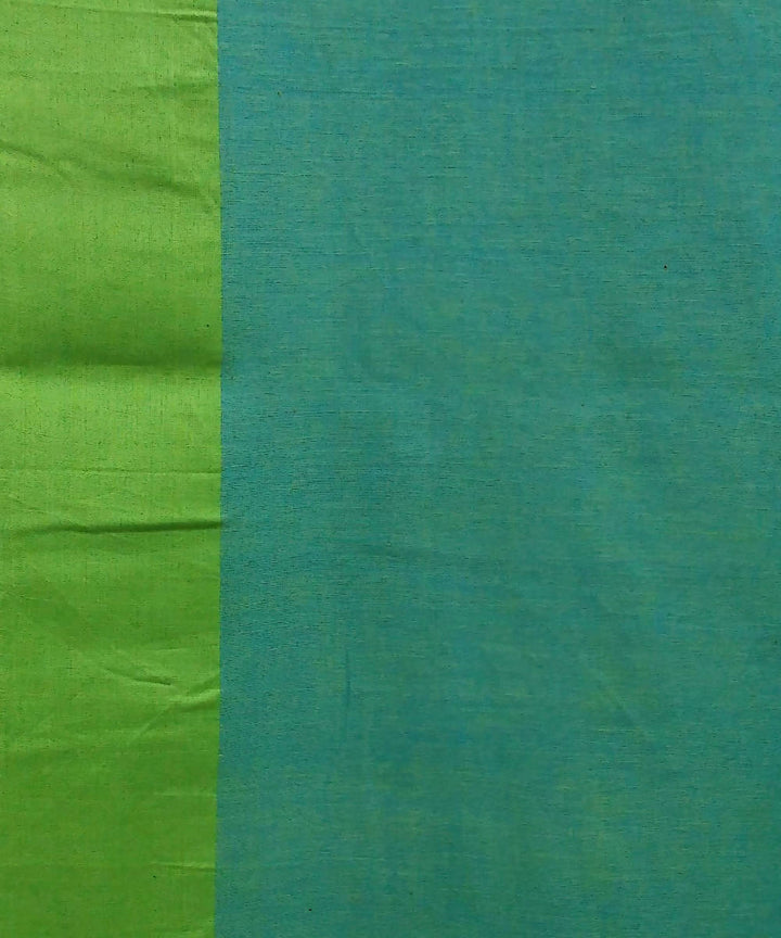 Blue Green Handwoven Handspun Cotton Saree