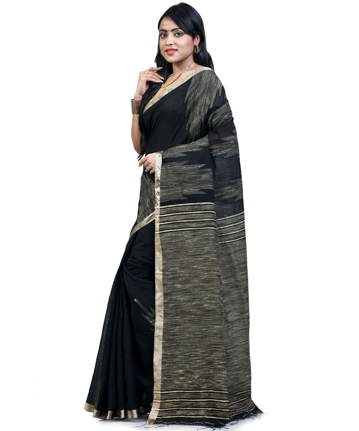 Black Bengal Cotton Handwoven Saree