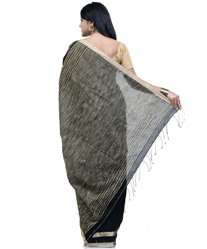 Black Bengal Cotton Handwoven Saree