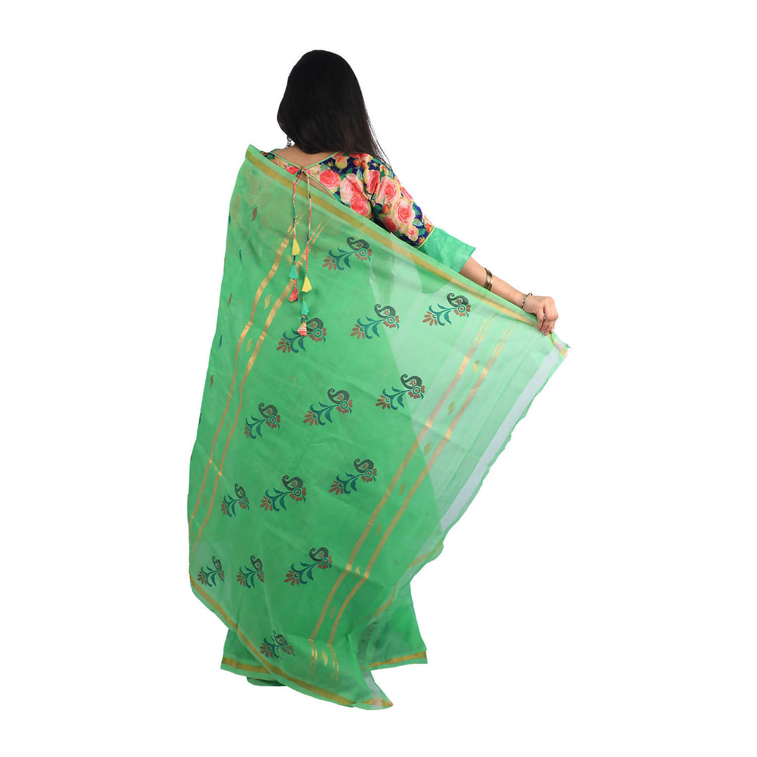 Light green handwoven cotton uppada saree