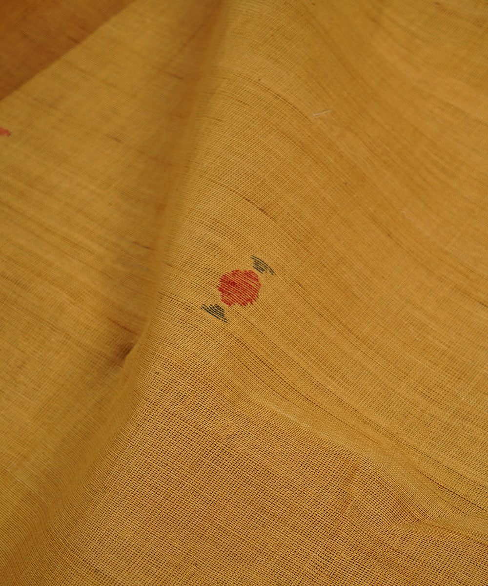 Yellow handspun handwoven cotton srikakulam jamdani fabric