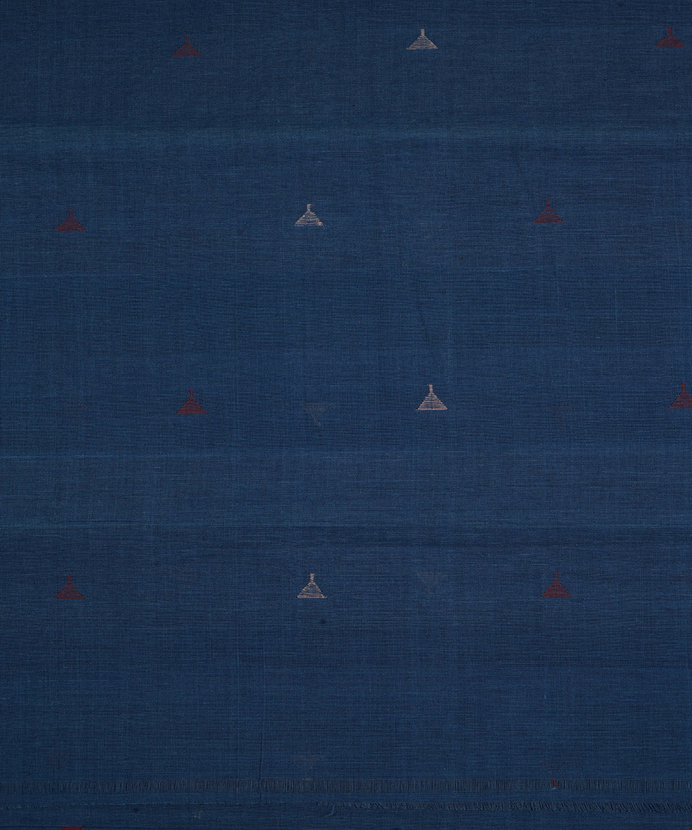 Blue handspun handwoven cotton srikakulam jamdani fabric