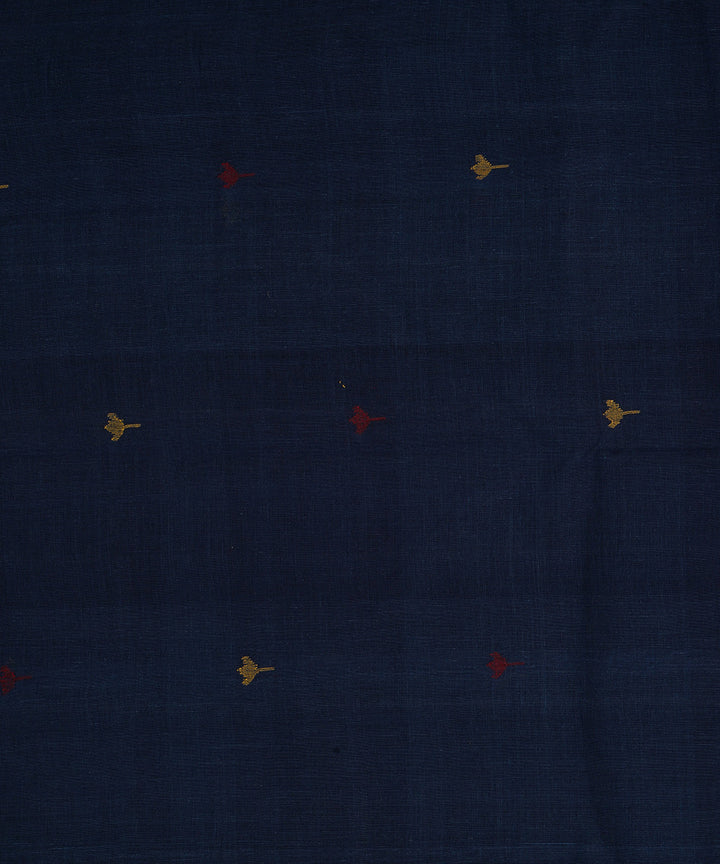 Dark blue handspun handwoven cotton srikakulam jamdani fabric